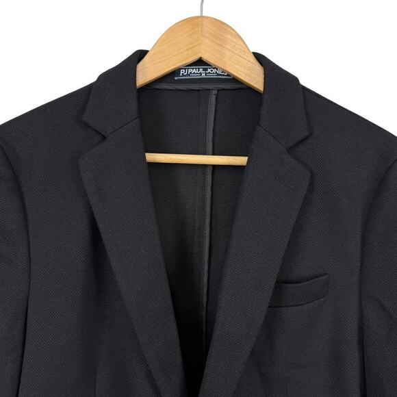 PJ Paul Jones Mens Knit Stretch Washable Suit Jacket Solid Black Blazer sz M - Picture 5 of 16